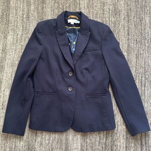 Boden Classic Navy Ponte Two Button Blazer, Size 10 *flaw